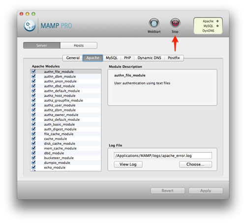 restart mamp server