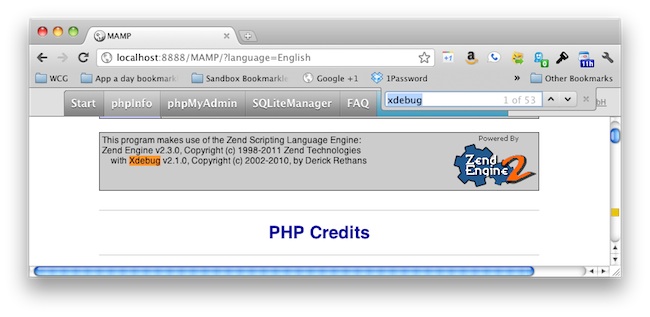 confirm xdebug running on mamp on mac osx